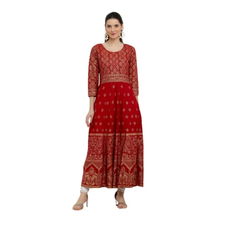 PID-63361-Women-s-Casual-Rayon-3-4th-Sleeves-Dress-Red-1-1000x1000-1.webp Generic Women's Casual Rayon 3-4th Sleeves Anarkali Kurti (Red)