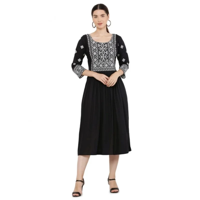 PID-63365-Women-s-Casual-Rayon-3-4th-Sleeves-Dress-Black-1-1000x1000-1.webp Generic Women's Casual Rayon 3-4th Sleeves Kurti (Black)