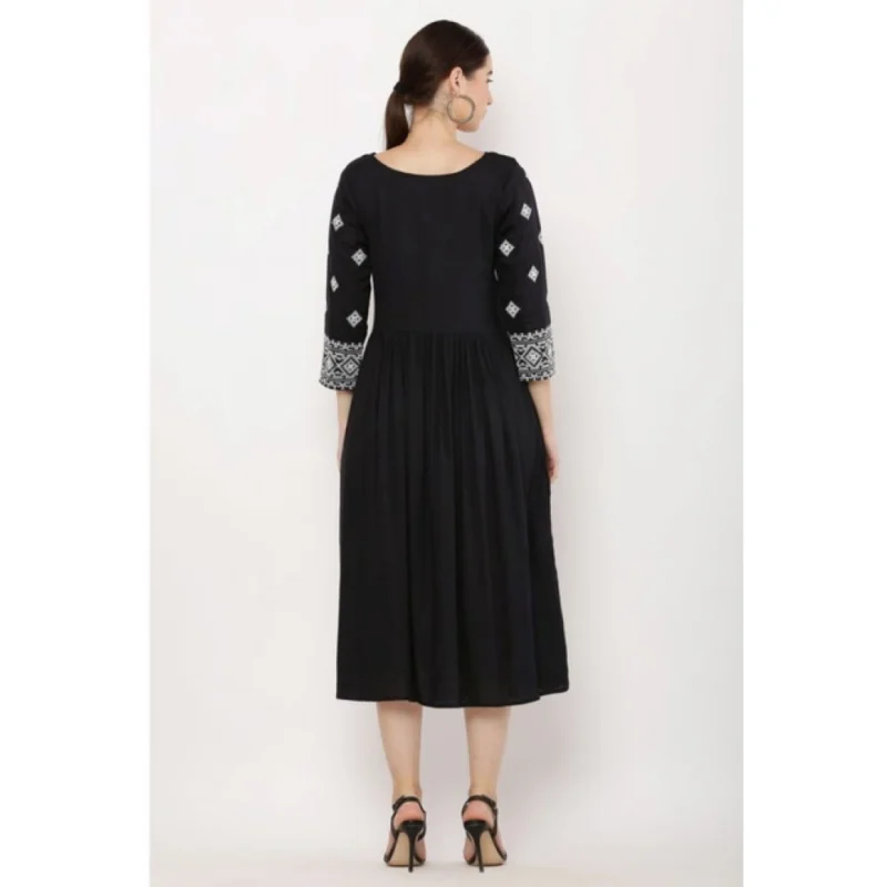 PID-63365-Women-s-Casual-Rayon-3-4th-Sleeves-Dress-Black-2-1000x1000-1.webp Generic Women's Casual Rayon 3-4th Sleeves Kurti (Black)