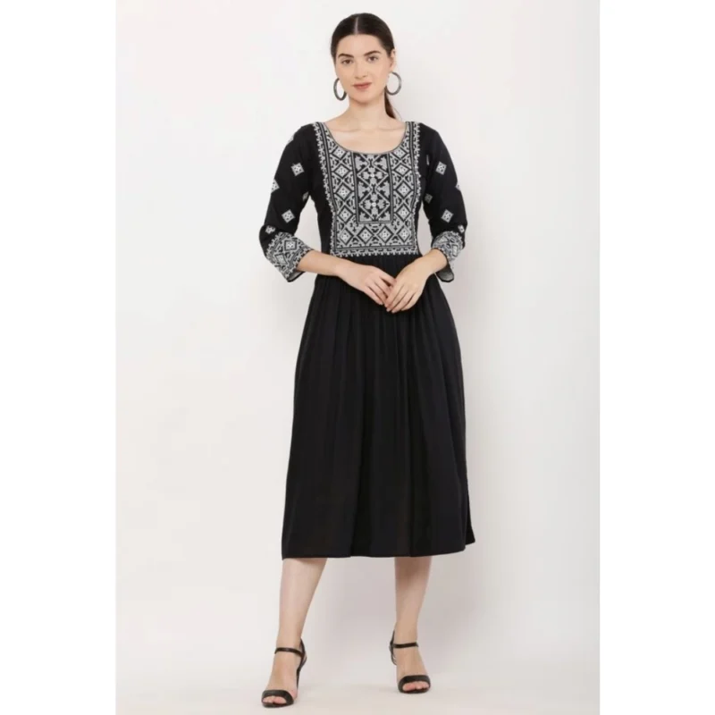 PID-63365-Women-s-Casual-Rayon-3-4th-Sleeves-Dress-Black-4-1000x1000-1.webp Generic Women's Casual Rayon 3-4th Sleeves Kurti (Black)
