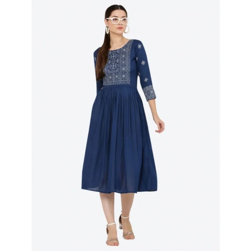 PID-63366-Women-s-Casual-Rayon-3-4th-Sleeves-Dress-Blue-2-1000x1000-1.webp Generic Women's Casual Rayon 3-4th Sleeves Kurti (Blue)