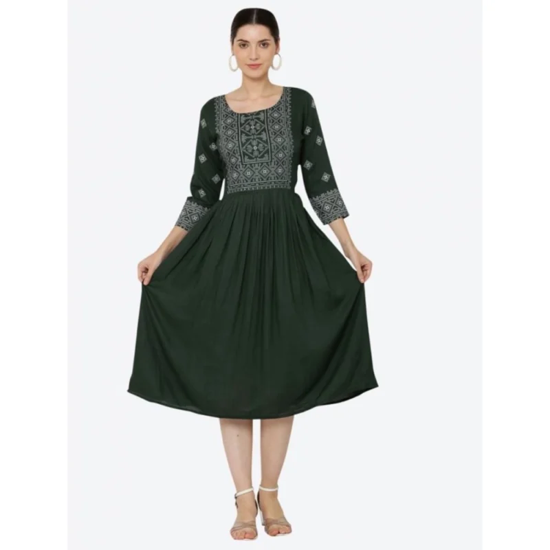 PID-63367-Women-s-Casual-Rayon-3-4th-Sleeves-Dress-Green-1-1000x1000-1.webp Generic Women's Casual Rayon 3-4th Sleeves Kurti (Green)