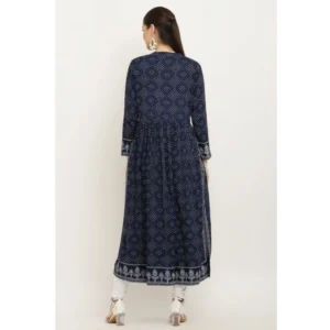 Generic Women's Casual Rayon Full sleeve Kurti (Blue)