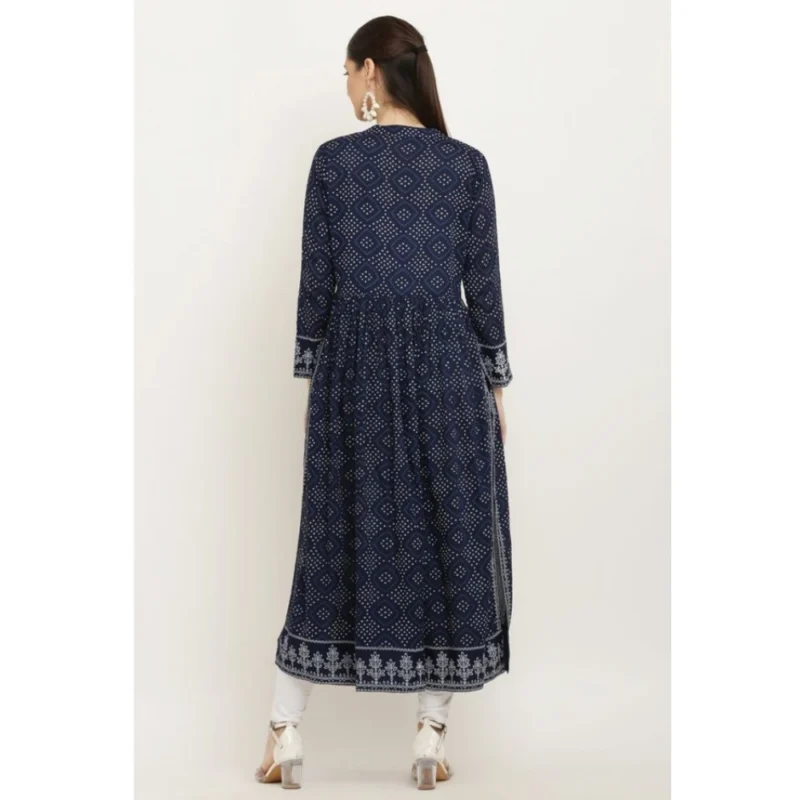 Generic Women's Casual Rayon Full sleeve Kurti (Blue)