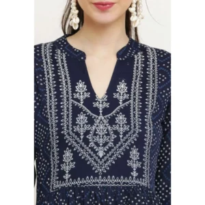 Generic Women's Casual Rayon Full sleeve Kurti (Blue)
