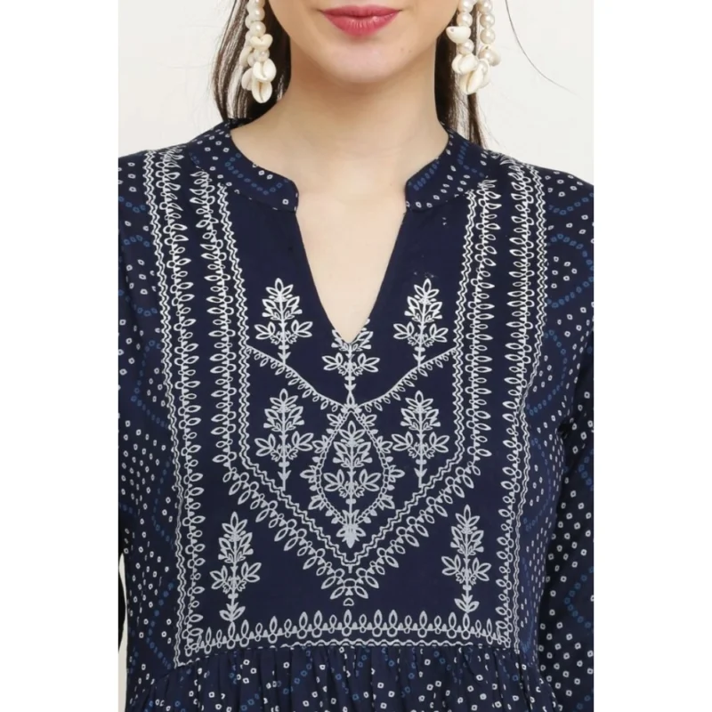 Generic Women's Casual Rayon Full sleeve Kurti (Blue)