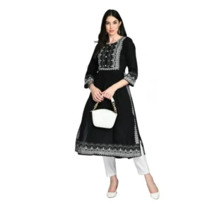 PID-63379-Women-s-Casual-Rayon-3-4th-Sleeves-Dress-Black-1-1000x1000-1.webp Generic Women's Casual Rayon 3-4th Sleeves Kurti (Black)