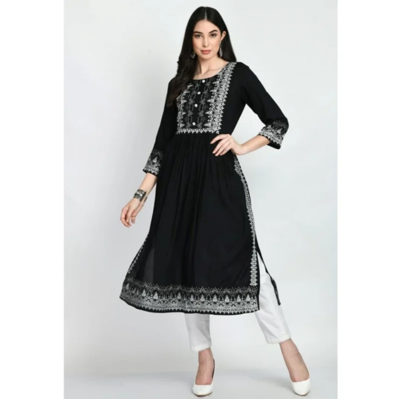 PID-63379-Women-s-Casual-Rayon-3-4th-Sleeves-Dress-Black-4-1000x1000-1.webp Generic Women's Casual Rayon 3-4th Sleeves Kurti (Black)