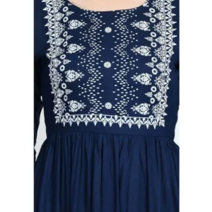 Generic Women's Casual Rayon 3-4th Sleeves Kurti (Blue)