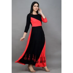 Generic Women's Casual Rayon 3-4th Sleeves Maxi Dress (Pink)