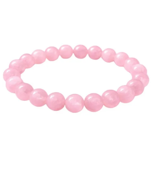Generic Natural Crystal 8mm Rose Quartz Bracelet  (Light Pink)