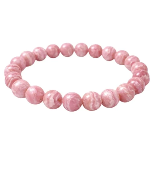 Generic Natural Crystal 8mm Rhodochrosite Bracelet (Pink)