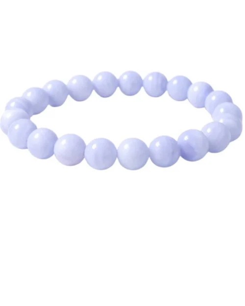 Generic Natural Crystal 8mm Bluelace Agate Bracelet (Light Blue)