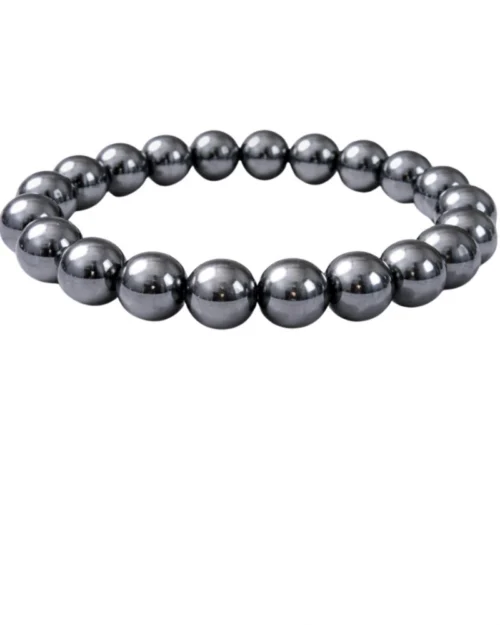 Generic Natural Crystal 8mm Hematite Bracelet (Grey)