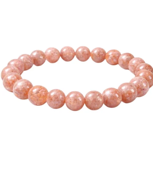 Generic Natural Crystal 8mm Sunstone Bracelet (Orange)