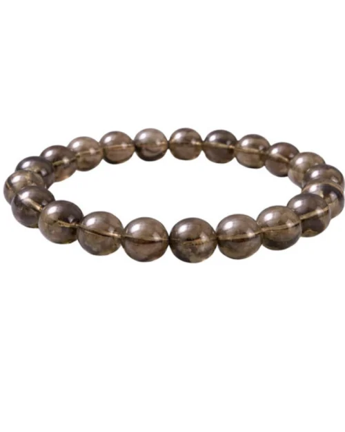 Generic Natural Crystal 8mm Smoky Quartz Bracelet  (Brown)