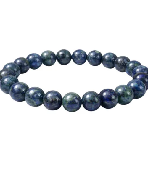 Generic Natural Crystal 8mm Azurite Bracelet  (Dark Green)