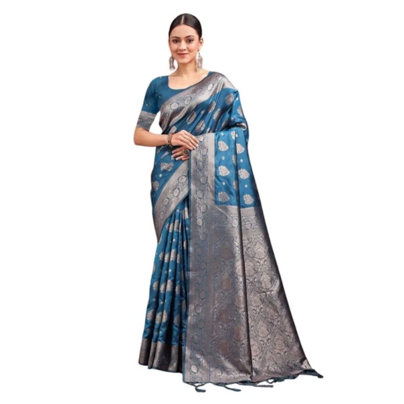 PID-65255-Women-s-Banarasi-Silk-Printed-Saree-With-Unstitched-Blouse-5-5-Mtr-Teal-Blue-1-1000x1000-1.webp Generic Women's Banarasi Silk Printed Saree With Unstitched Blouse 5.5Mtr (Teal Blue)
