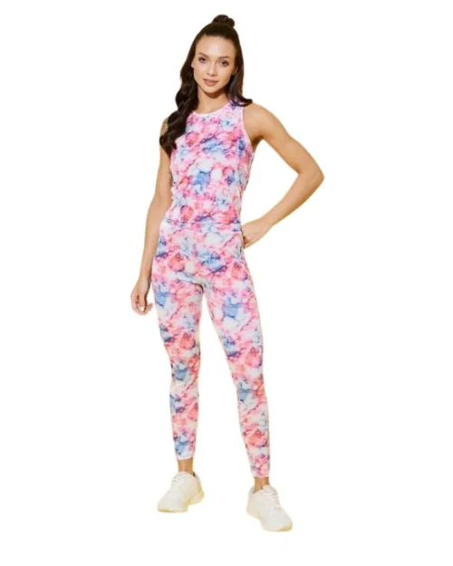 Generic Women's Polyester Lycra Printed Sleeveless Active Wear (Multicolor)