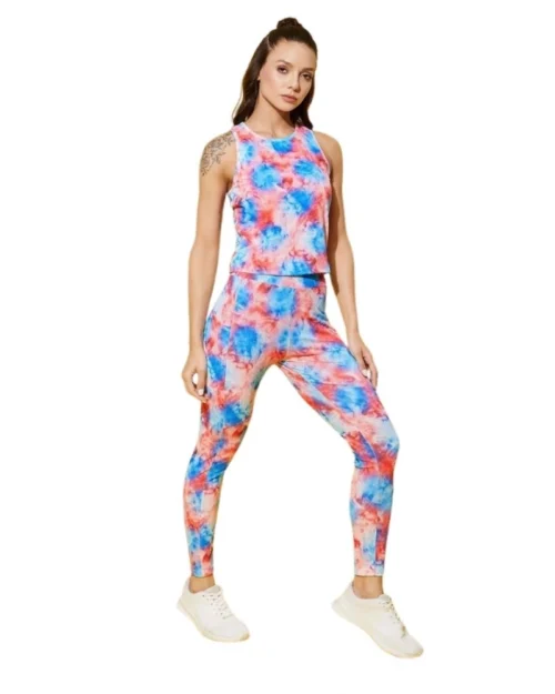Generic Women's Polyester Lycra Printed Sleeveless Active Wear (Multicolor)