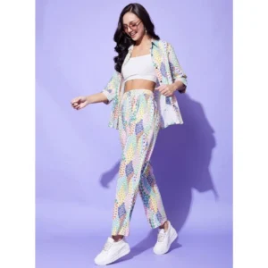Generic Women's Polyester Floral 3-4th Sleeve Co-Ord Set (Multicolor)