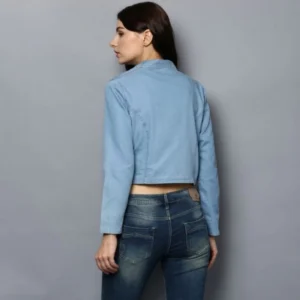 Generic Women's Denim Solid 3-4th Sleeves Shrug (Blue)