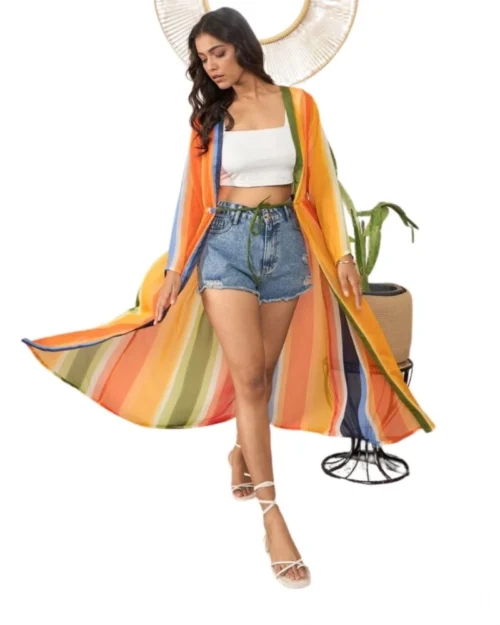 Generic Women's Polyester Crepe Printed Long Sleeves Shrug (Multicolor)