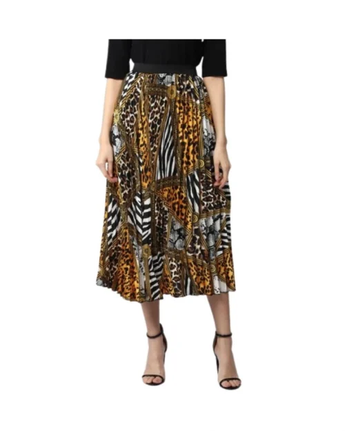 Generic Women's Satin Pleated Elasticated Skirt (Multicolor)