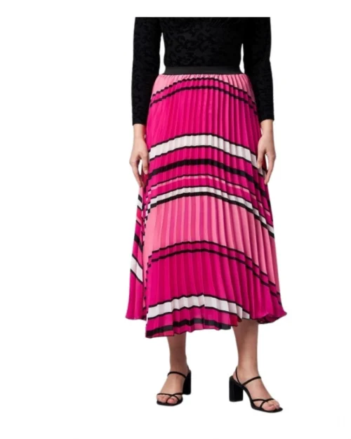 Generic Women's Satin Pleated Elasticated Skirt (Pink)