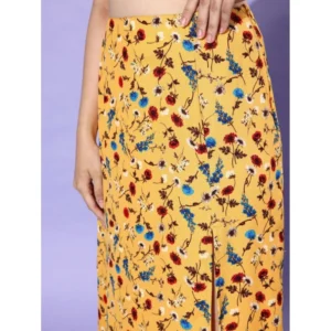 Generic Women's Polyester Floral Side Zip Skirt (Multicolor)