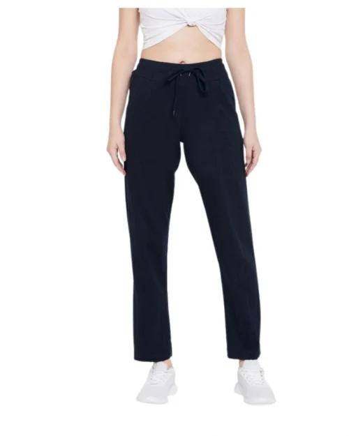 Generic Women's Cotton Solid Elasticated Track Pants (Navy)