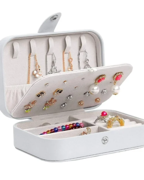 Generic PU Leather Solid Jewelry Storage Box (White-Cream)