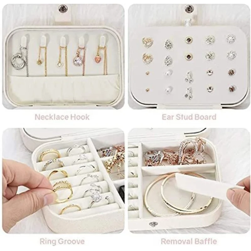 Generic PU Leather Solid Jewelry Storage Box (White-Cream)