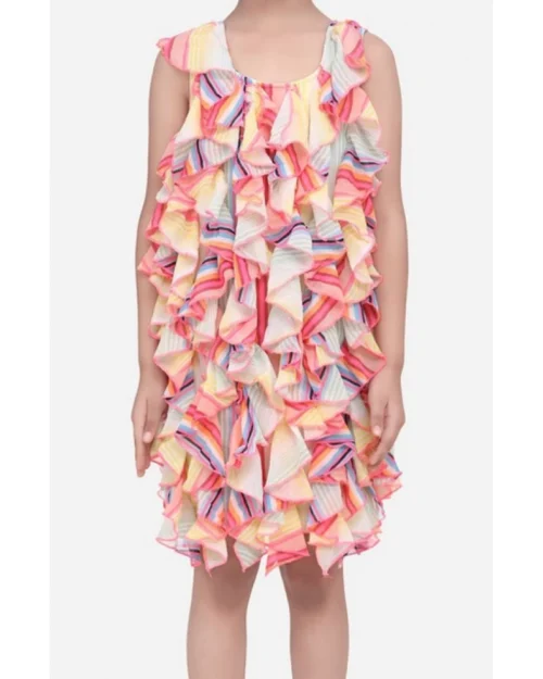 Generic Girl's Chiffon Ruffled Sleeveless Dress (Multicolor)