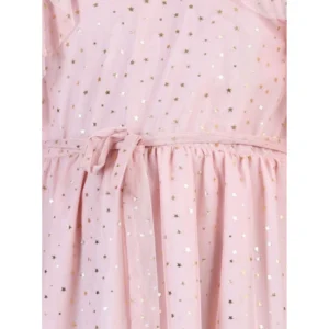 Generic Girl's Net Printed Sleeveless Dress (Blush Pink)