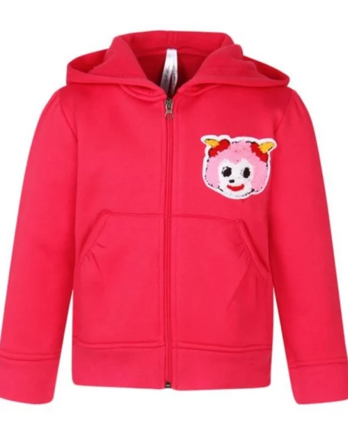Generic Girl's Fleece Printed Long Sleeves Hoodie Jacket (Magenta)