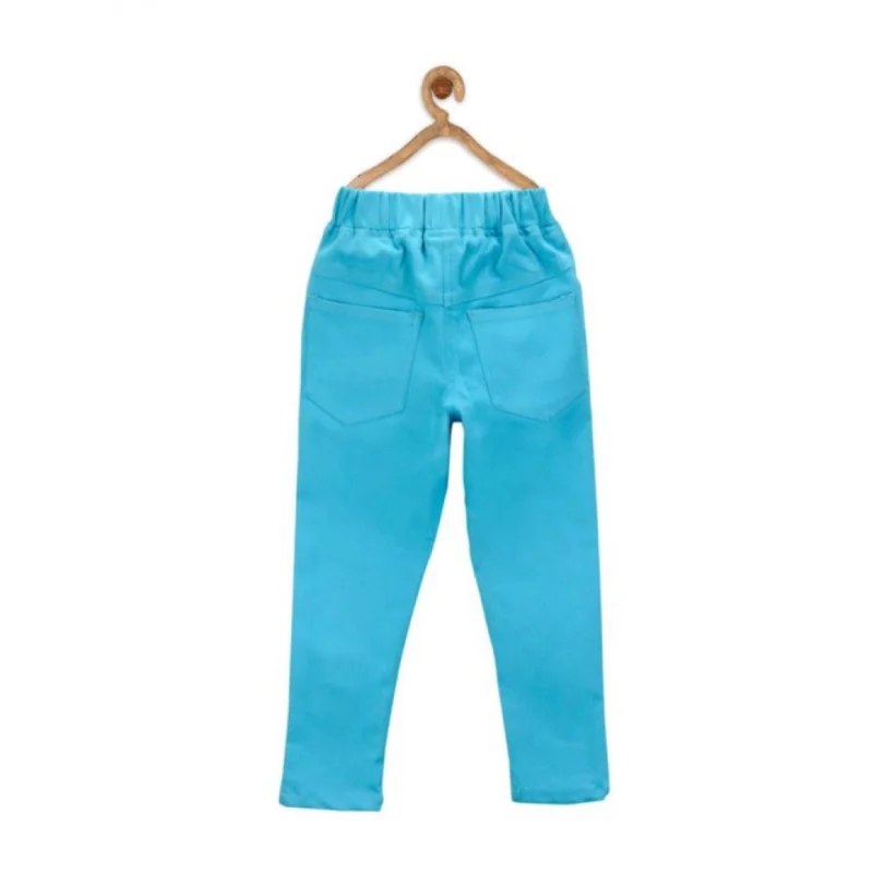 Generic Girl's Denim Solid Elasticated Jeggings cum Jeans (Blue)