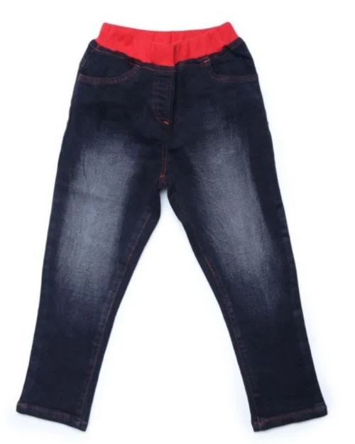 Generic Girl's Denim Ribbed Elasticated Jeans (Black)