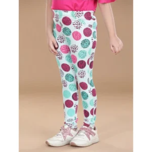 Generic Girl's Cotton Lycra Floral Elasticated Jeggings (Multicolor)