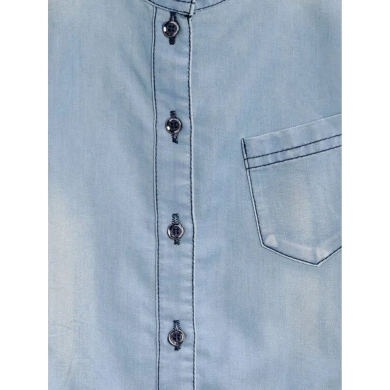 Generic Girl's Denim Embellished Sleeveless Jumpsuit (Blue)