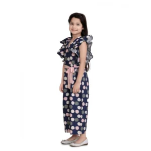 Generic Girl's Rayon Polka Flutter Jumpsuit (Multicolor)
