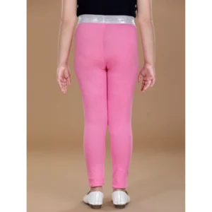 Generic Girl's Cotton Lycra Star Print Elasticated Leggings (Pink)