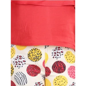 Generic Girl's Cotton Floral Elasticated Jegging and Top Set (Red)