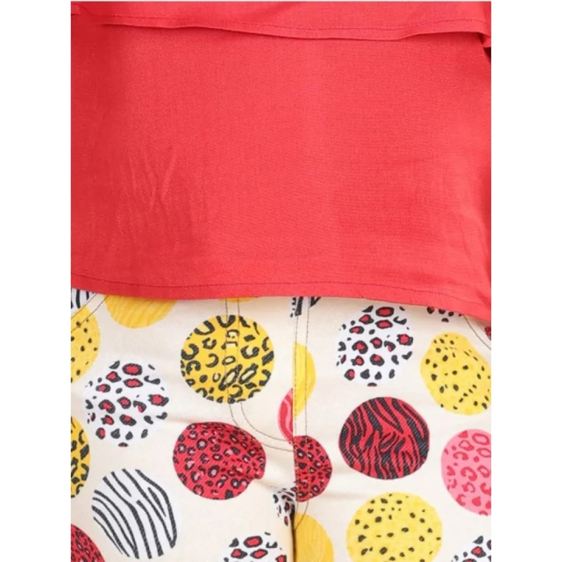Generic Girl's Cotton Floral Elasticated Jegging and Top Set (Red)