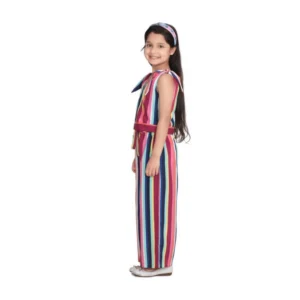 Generic Girl's Polyester Crepe Floral Cold Shoulder Crop Top and Pallazo Set (Multicolor)