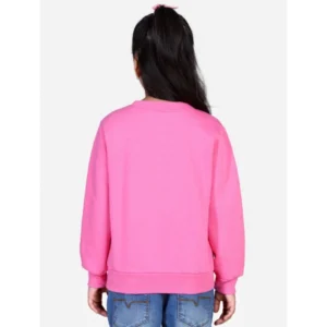 Generic Girl's Fleece Embellished Long Sleeves Sweatshirt (Pink)