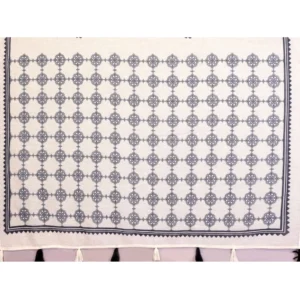 Generic Women's Linen Cotton Printed Saree With Unstitched Blouse 5.5Mtr (Off White)