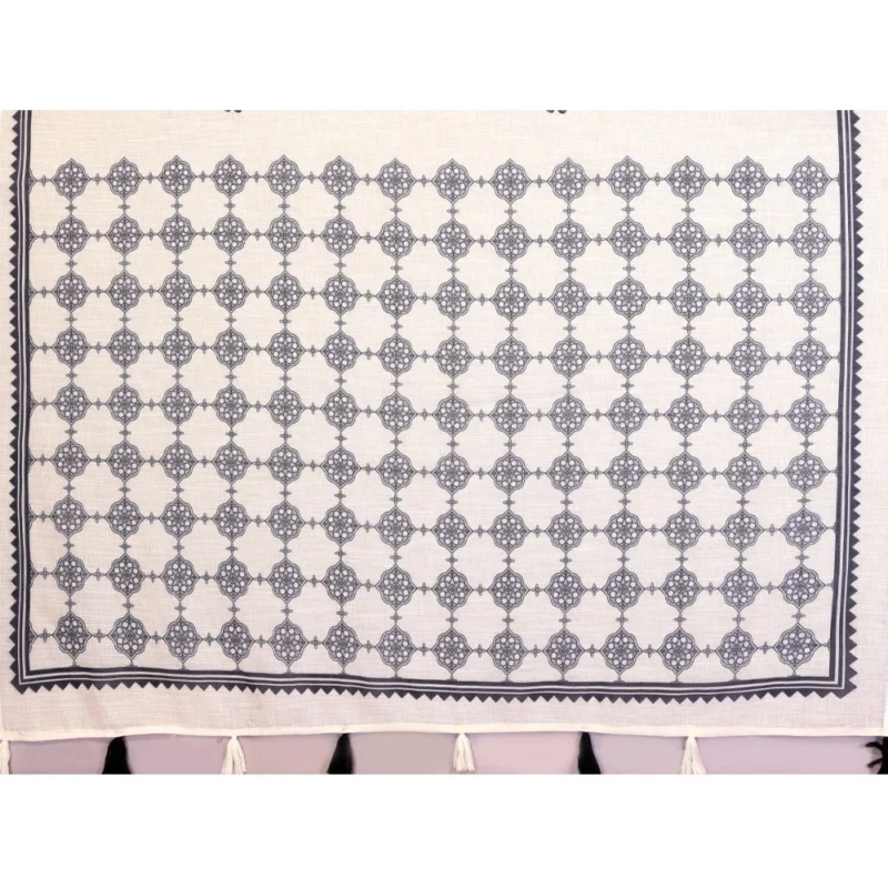 Generic Women's Linen Cotton Printed Saree With Unstitched Blouse 5.5Mtr (Off White)