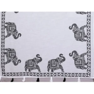 Generic Women's Linen Cotton Printed Saree With Unstitched Blouse 5.5Mtr (White)