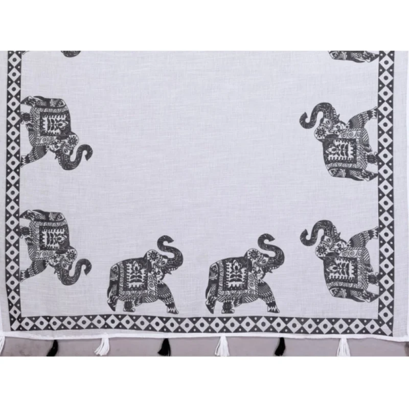 Generic Women's Linen Cotton Printed Saree With Unstitched Blouse 5.5Mtr (White)